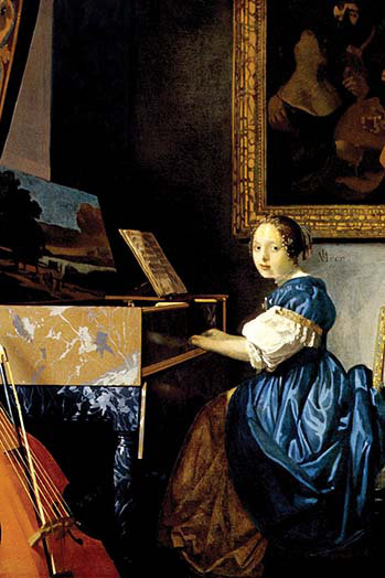 Impression « dame on spinet » par johannes vermeer, H 36 po x l 24 po