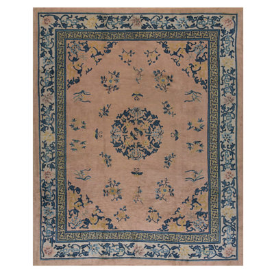 Room Size Floral Medallion Design Antique Peking Wool Chinese Rug