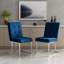 Ensemble de 2 chaises de salle à manger rembourrées en velours Mercer41 avec pieds en acier inoxydable, bleu marine
