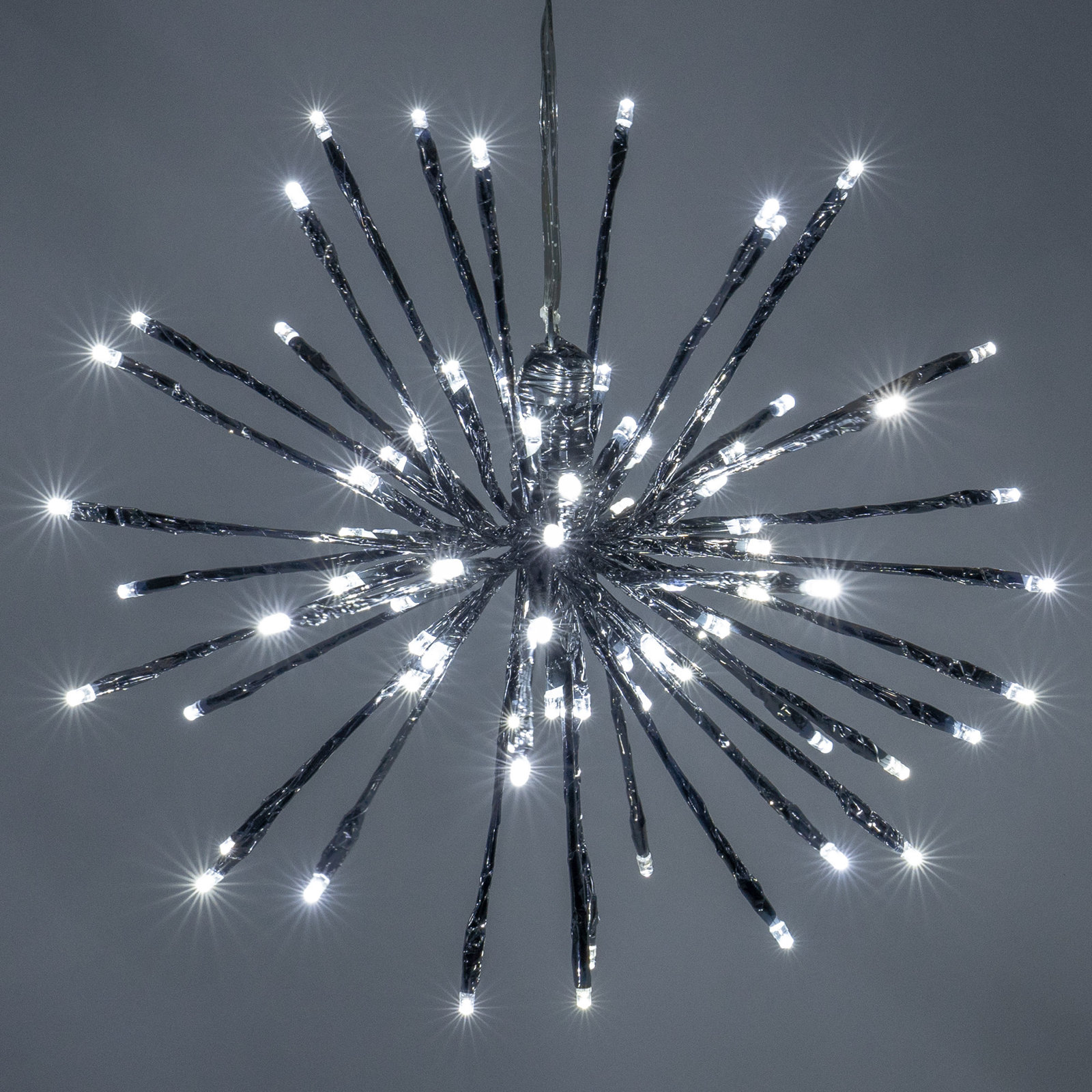 LED Twinkle Light Indoor/Outdoor Starburst Lighted Branch, 12", Silver/Cool White