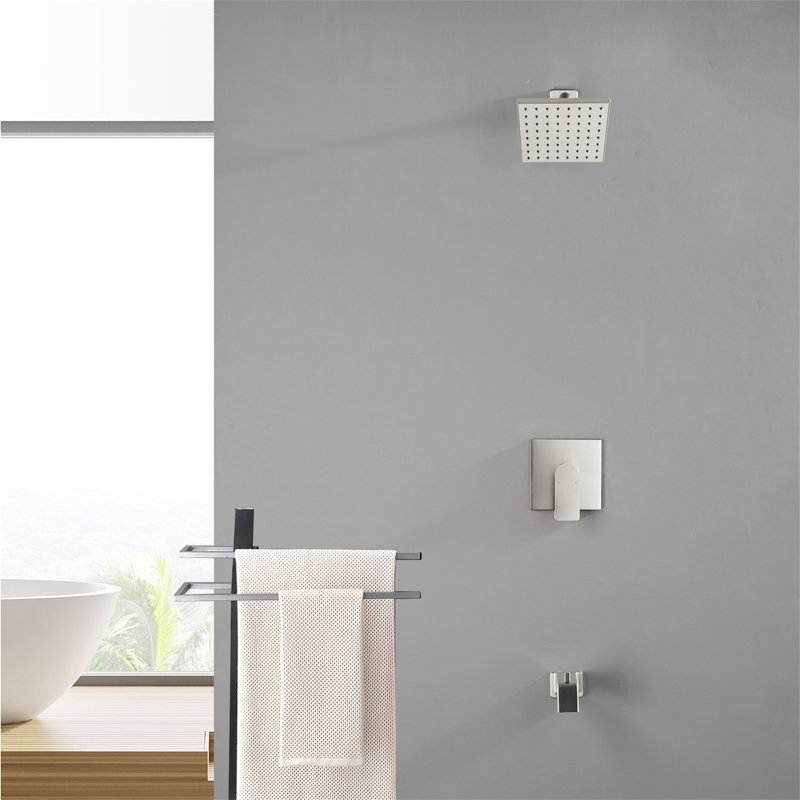 Complete Shower System with Rough in-Valve, Brushed Nickel