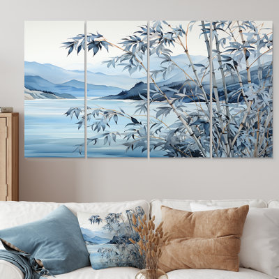 «Blue Bamboo Tranquility I - China Art», art mural 4 pièces