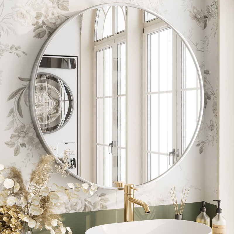 Miroir de salle de bain Molly Easy, Argent argent, 30 po x 30 po