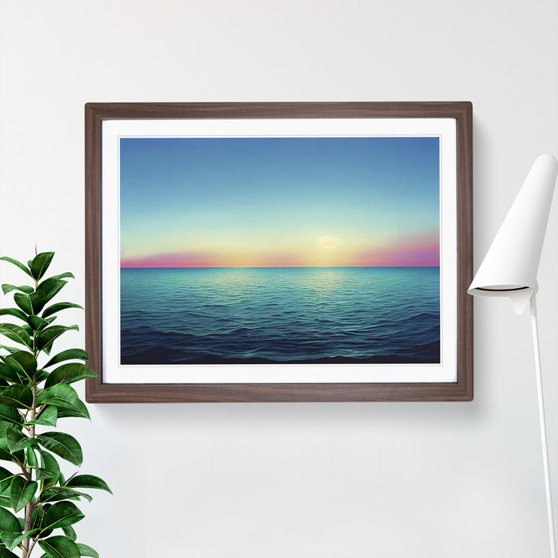 XH1022-7575X Rose Sky Above The Ocean Vol.3 - Single Picture Frame Painting, 25cm H x 34cm W x 2cm D, Walnut 