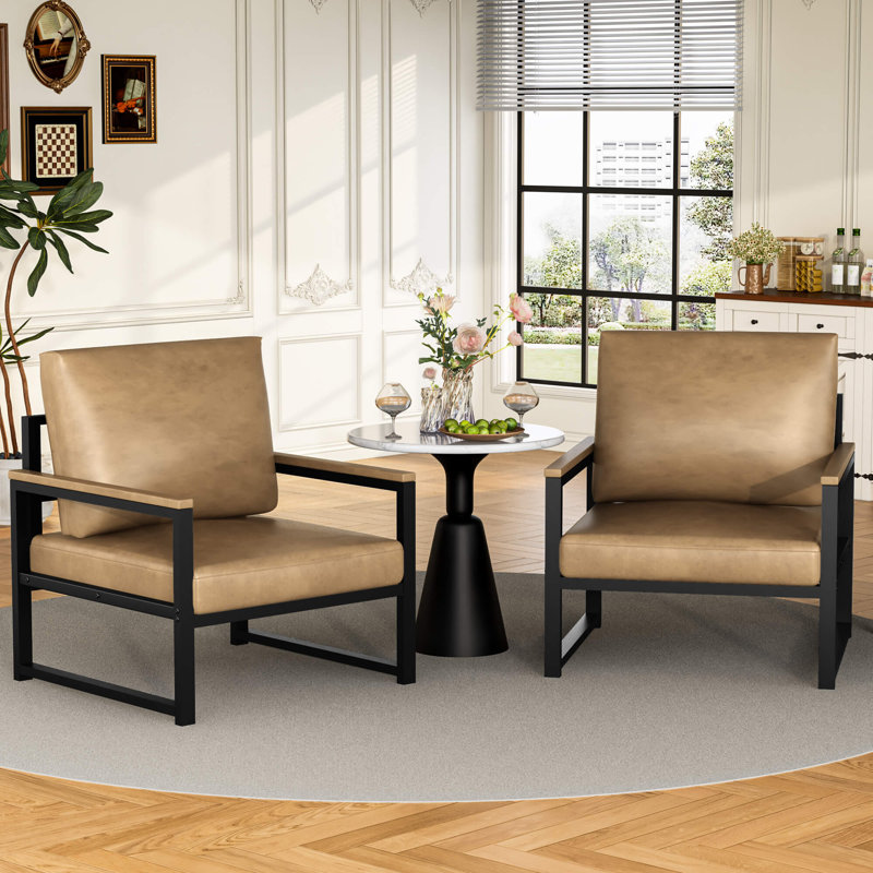 Fauteuil d'appoint 25 po Mid Century, Marron clair