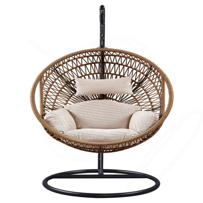Vasant Beige Fabric & Rope Hanging Chair