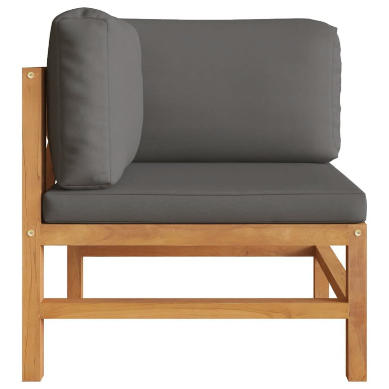 Canapé de patio carré en teck de 26 po de large avec coussins Cappe, gris, 2
