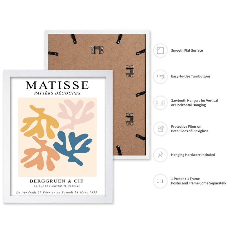 Henri Matisse - The Cut-Outs No2, H 08 po x l 10 po, Affiche, Encadrement blanc