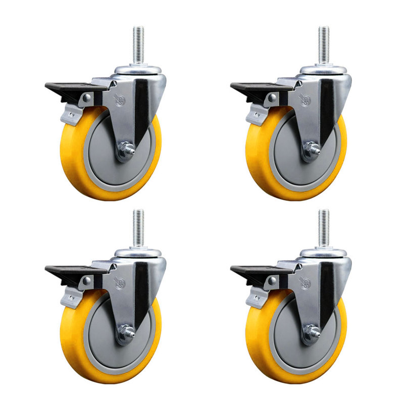 Roulettes pivotantes en poly avec roulette de 3/4 po avec frein