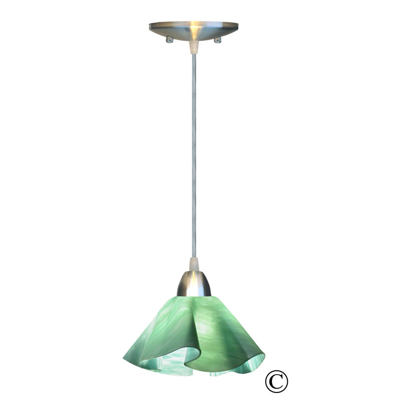 Dale 1 - Light Unique/Statement Pendant, Large, White, Lily - Seafoam Green