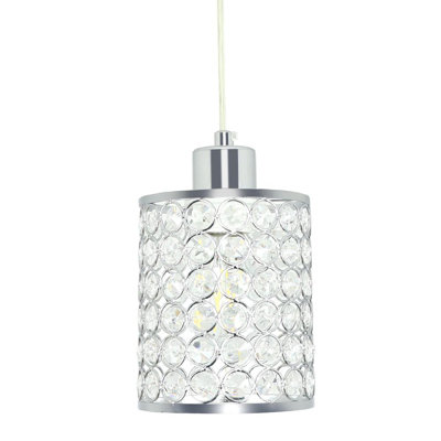 Luminaire suspendu cylindrique à 1 lumière avec accents de cristal