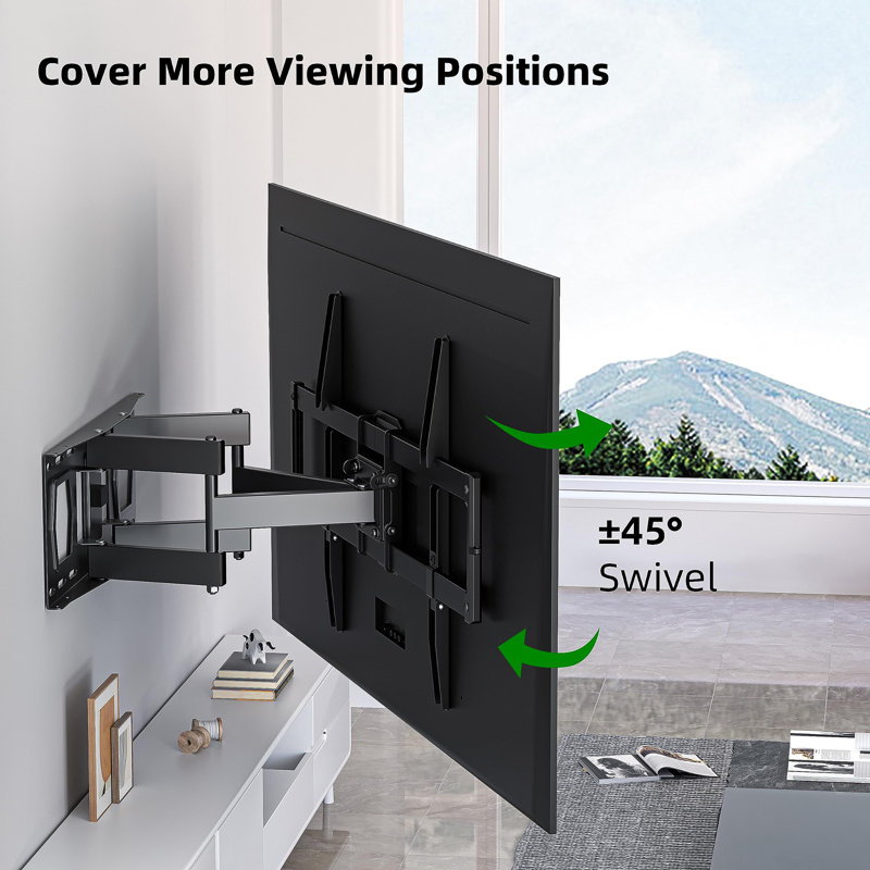 Support mural à mouvement complet USX | Téléviseur de 37 à 84 po, 120 lb, VESA 600 x 400 mm, pivotant, poteaux en bois de 12 po / 16 po