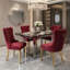 Chaise de salle à manger rembourrée en velours moderne avec dossier capitonné, garniture cloutée-750428823