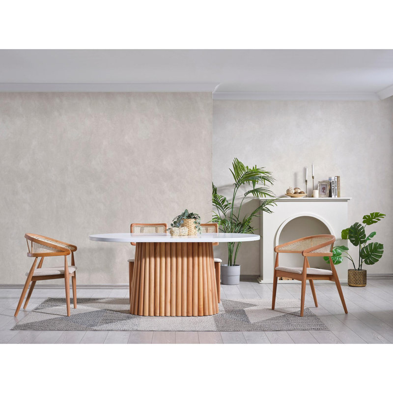 Ferro Beech Oval Dining Table, White