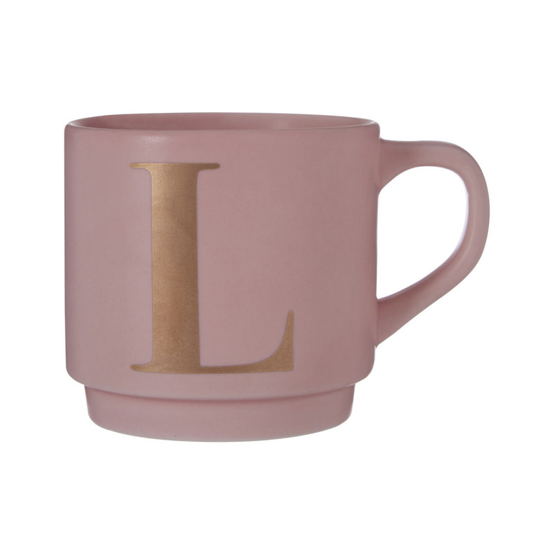 Ethel Porcelain Coffee Mug, L, Pink/Gold