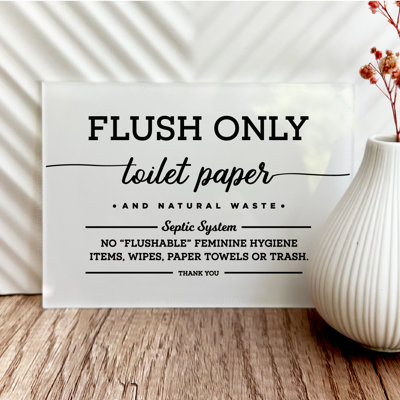 Elegant Flush Only Toilet Paper & Natural Waste Designer Acrylic Sign