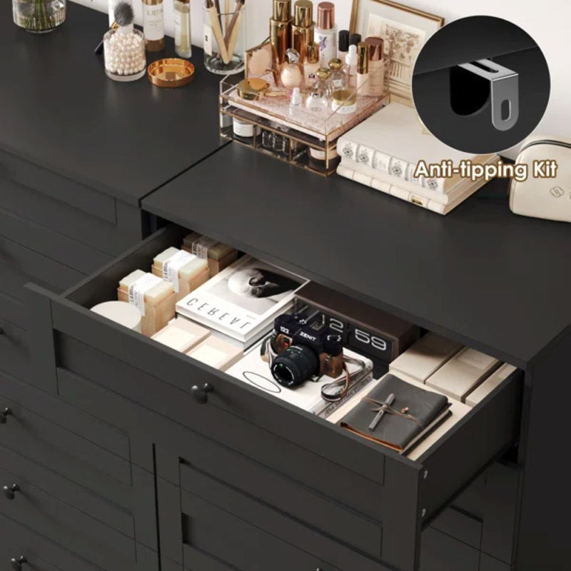 51.6" H Freestanding 6 Drawer Dresser, Modern 6-Drawer Tall Dresser – Stylish Space-Saving Storage with Smooth Glide Drawers & Sturdy Base for Bedroom, Living Room or Office