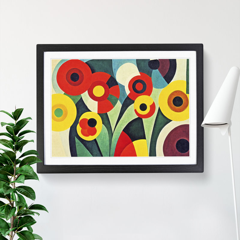Dreamy Abstract Flowers - Single Picture Frame Print, 46cm H x 64cm W, Black