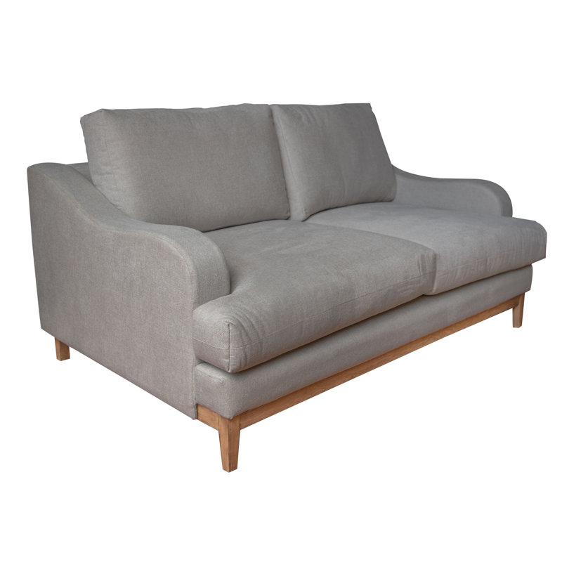 Structure et base en bois Dimitriya, causeuse, Polyester gris amande