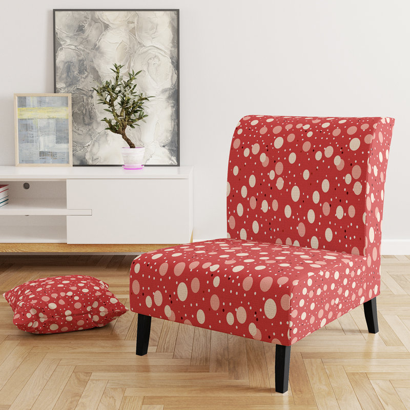 Playful Polka Dots - Upholstered Modern Slipper Chair, Polka Dots Accent Chair, Pink/White