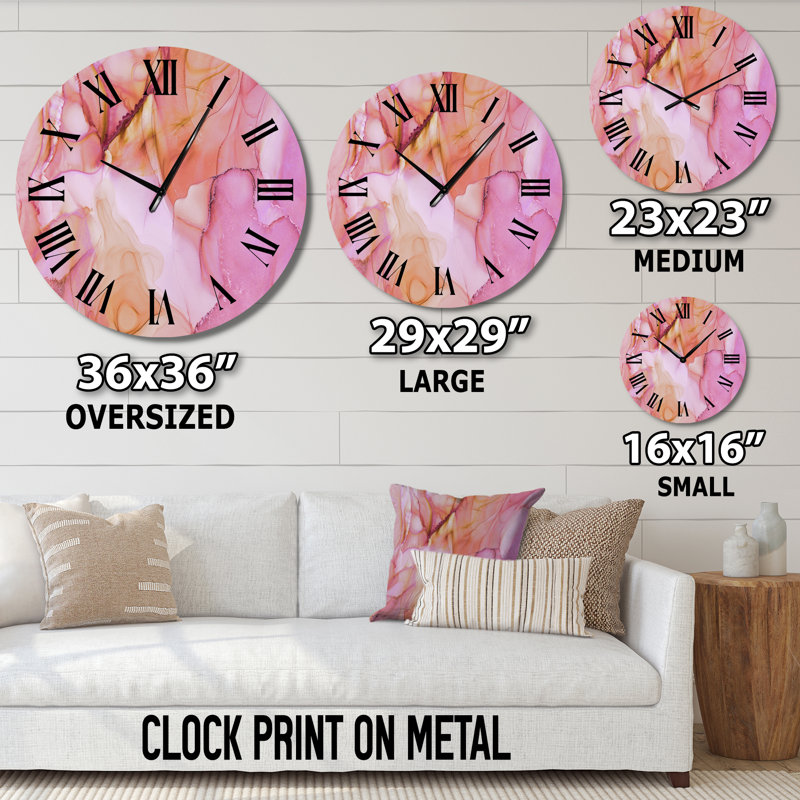 Horloge murale Tender, Médium, Rose/noir