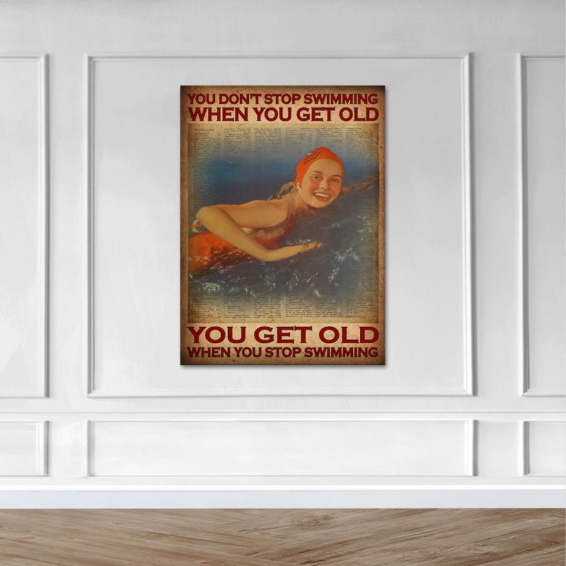 «Natation, vous ne vous arrêtez pas de nager», impression sur toile tendue, H 36 po x l 24 po x P 2 po