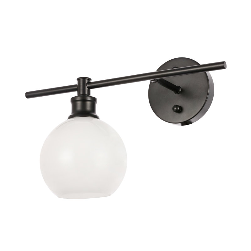 Drinkard Dimmable Bath Sconce, Black, Frosted White