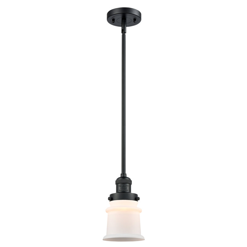 Luminaire suspendu en forme de cloche à 1 lumière Alexandira, Ampoule DEL 6 watts Vinage, Boîtier blanc mat, Laiton antique