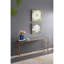Console 56,5 x 14 x 30 po or antique, plateau en miroir