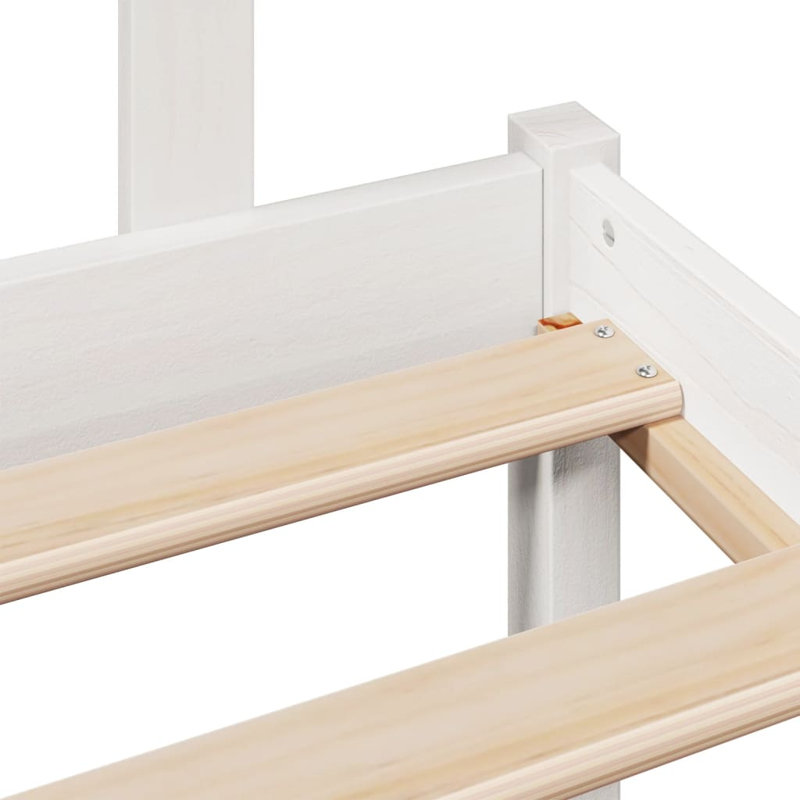 Bookcase Bed Without Mattress Solid Wood Pine, 126 x 220.5 cm, White