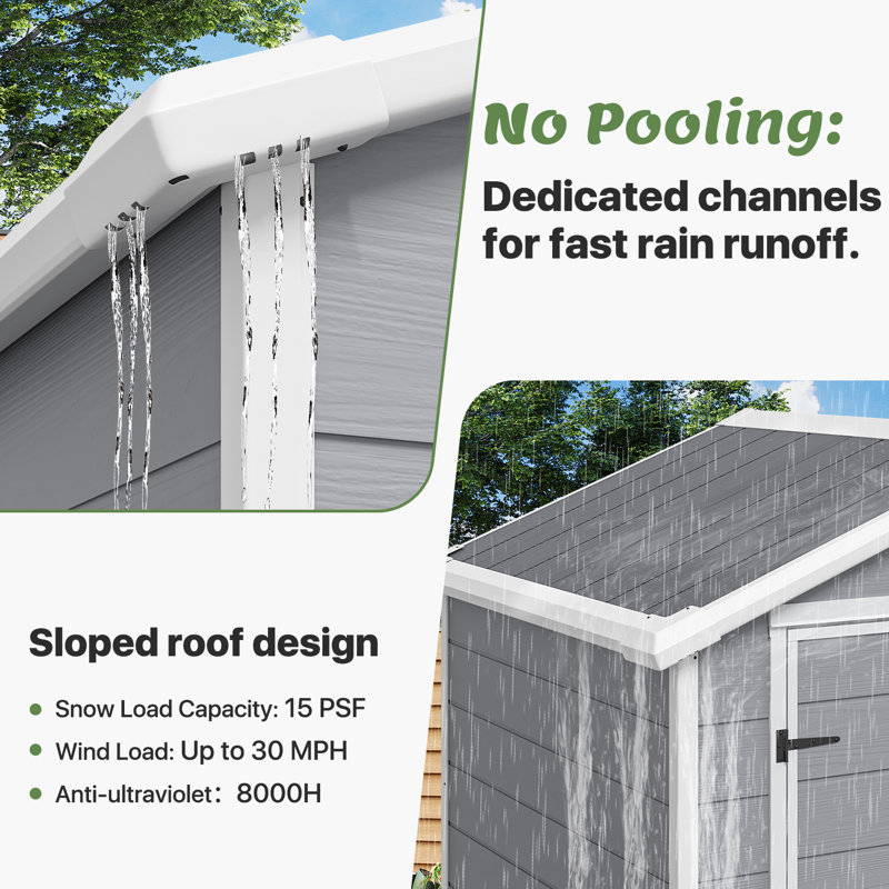 Resin Outdoor Storage Shed, 180cm (W) x 120cm (D)