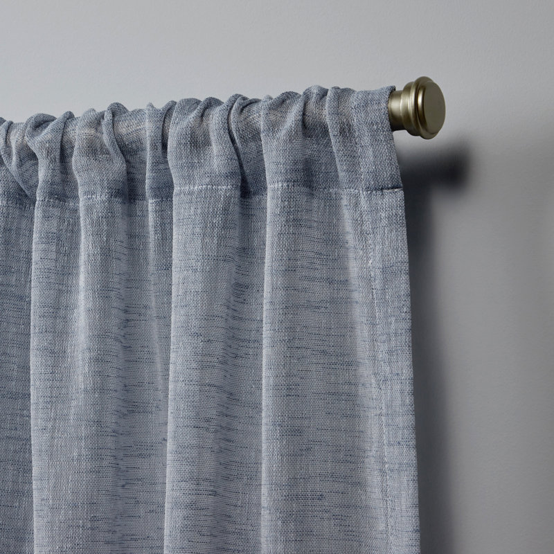 Nicole Miller Belfry Sheer Rod Pocket Top Curtain Panel, 50" W x 84" L, Denim