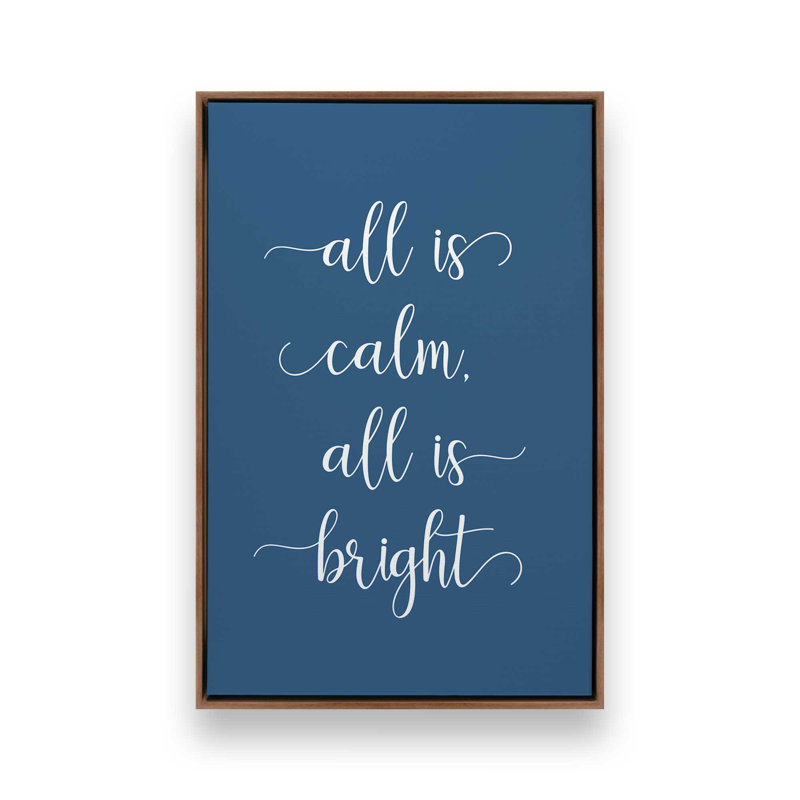 «All is Calm», reproduction d'art sur toile, H 18,75 po x l 12,75 po, Cadre en noyer