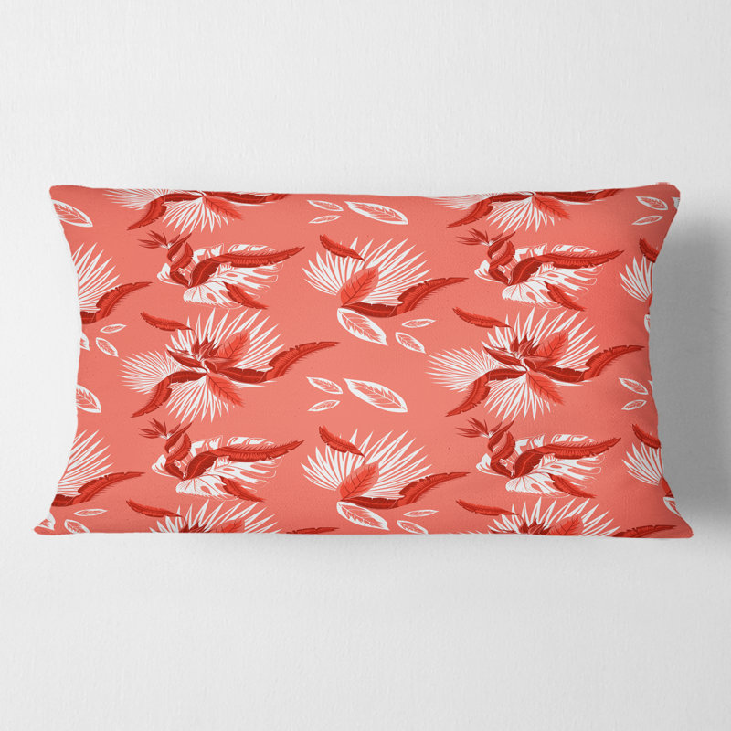Coussin Coral Flowers Of Bird Of Paradise - Mid-Century Modern Printed