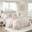 Courtepointe 3 pièces - rosé, bord festonné réversible, microfibre, rembourrage 90% coton, pièces de bordures rosées captivantes, bourre, facile à coordonner