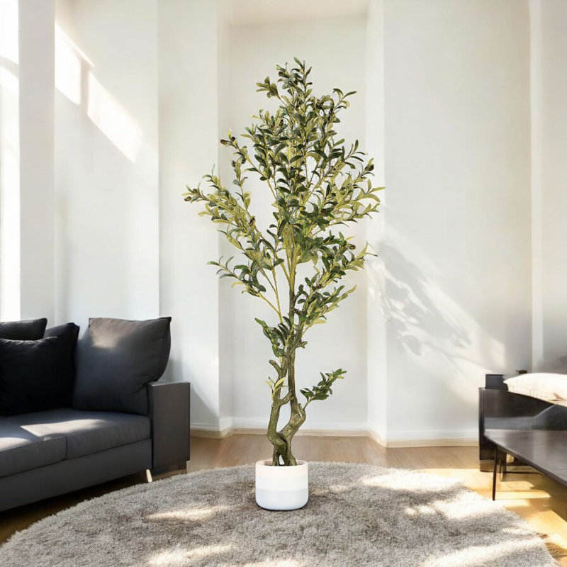 Faux arbre 4 pi avec branches et fruits en pot noir