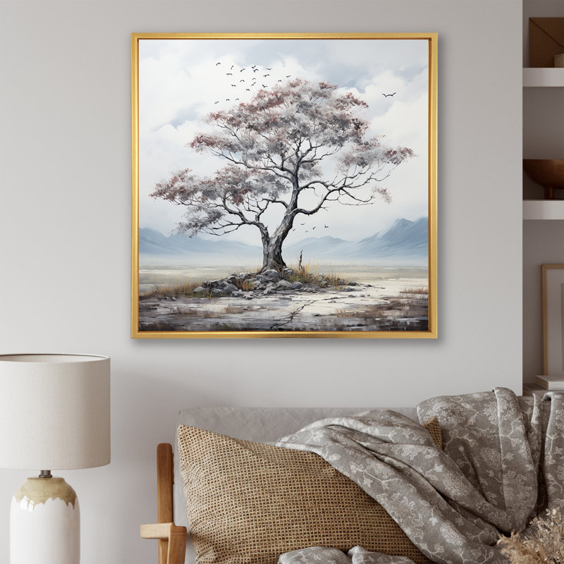 «Sub subtile élégance de l'arbre monochrome II», reproduction sur toile, Cadre flottant doré, H 36 po x l 36 po x P 1,5 po