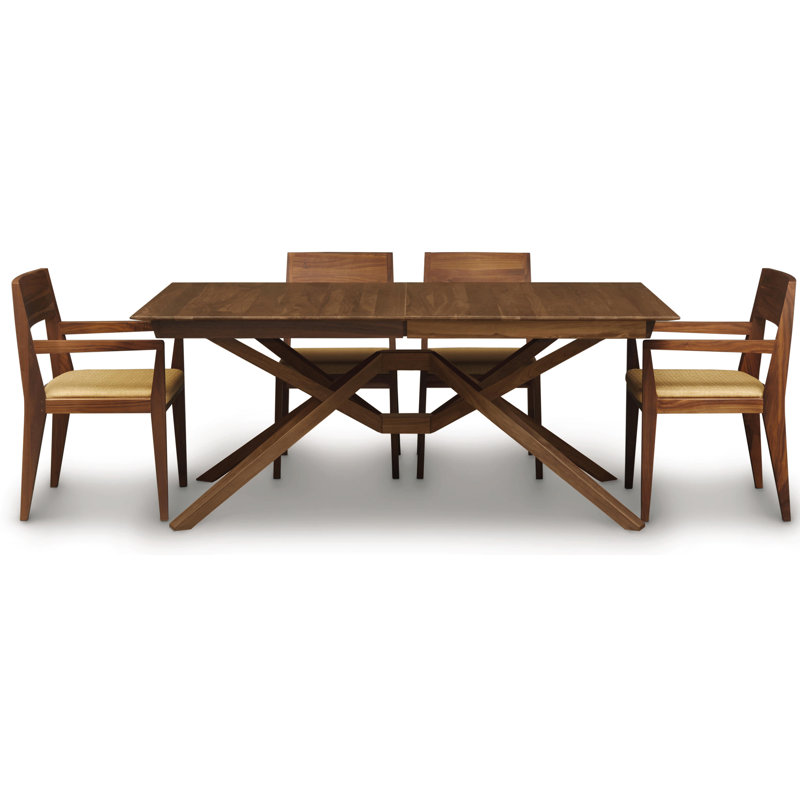 Exeter Single and Double Leaf Extension Dining Table, Natural Walnut, 50" W x 72"/92"/112" L, 2