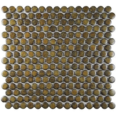 SAMPLE - Hudson Penny Porcelain Mosaic Tile in Brownstone