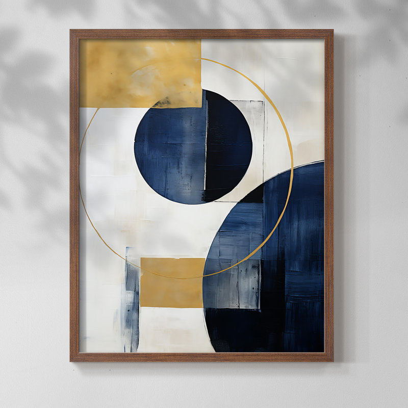 ABSTRACT Series DLVII - Impression encadrée de qualité supérieure - Prêt à accrocher - Aucun clou requis, Noyer