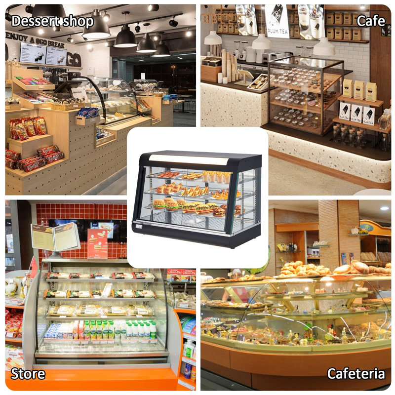 35" Display Pizza Warmer, 3-Tier, LED Lighting, 3D Heating
