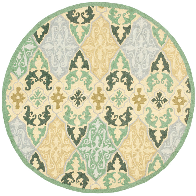 Tapis ivoire en laine crocheté à la main Helena, Rond 3 pi
