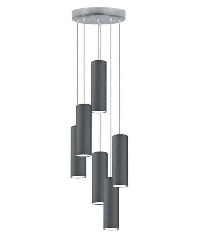 Denegal 6 - Light Cluster Pendant, Grey, Black