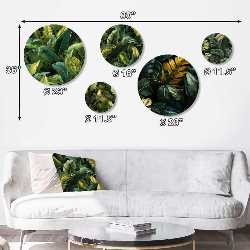 Vilnius - Ensemble d'art mural floral rond tropical de 5