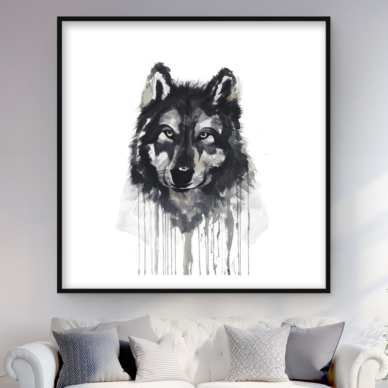 Mysterious Wolve - Blue Framed Matted Print for Home Decor