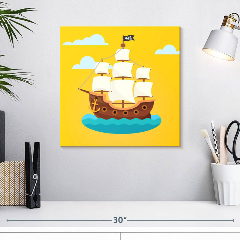Caricature de bateau pirate, H 16 po x l 16 po