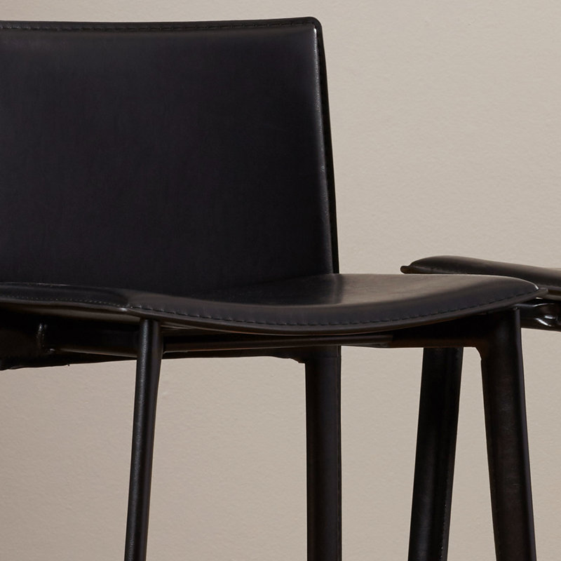 Tabouret de comptoir et de bar Anjail, Noir, Tabouret de bar (siège d’une hauteur de 30 po)