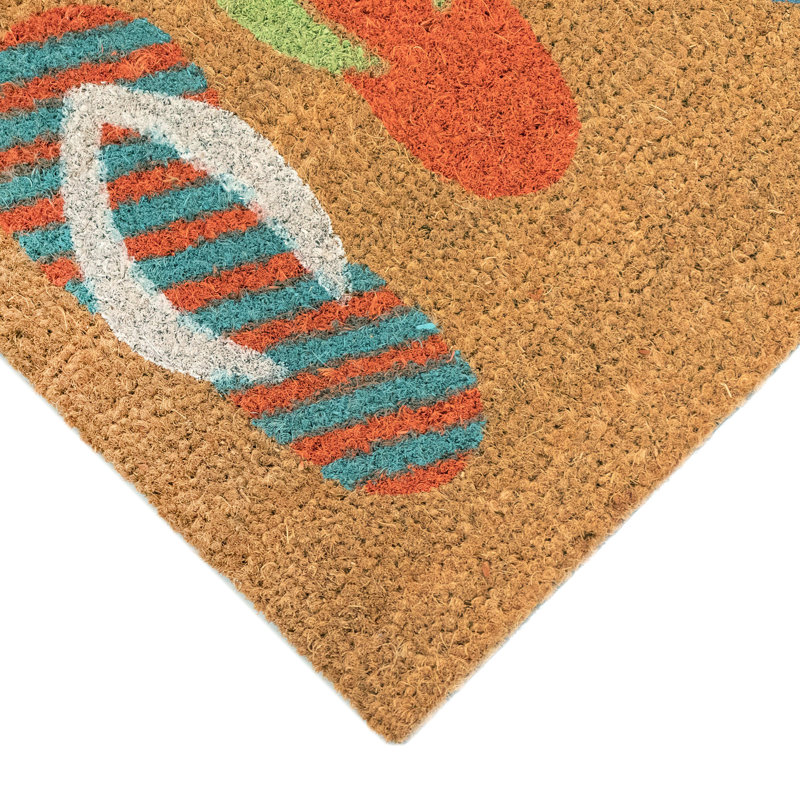 Tapis d'entrée antidérapant Gunnell, L 24 po x L 36 po, Brun clair / bleu / orange / blanc