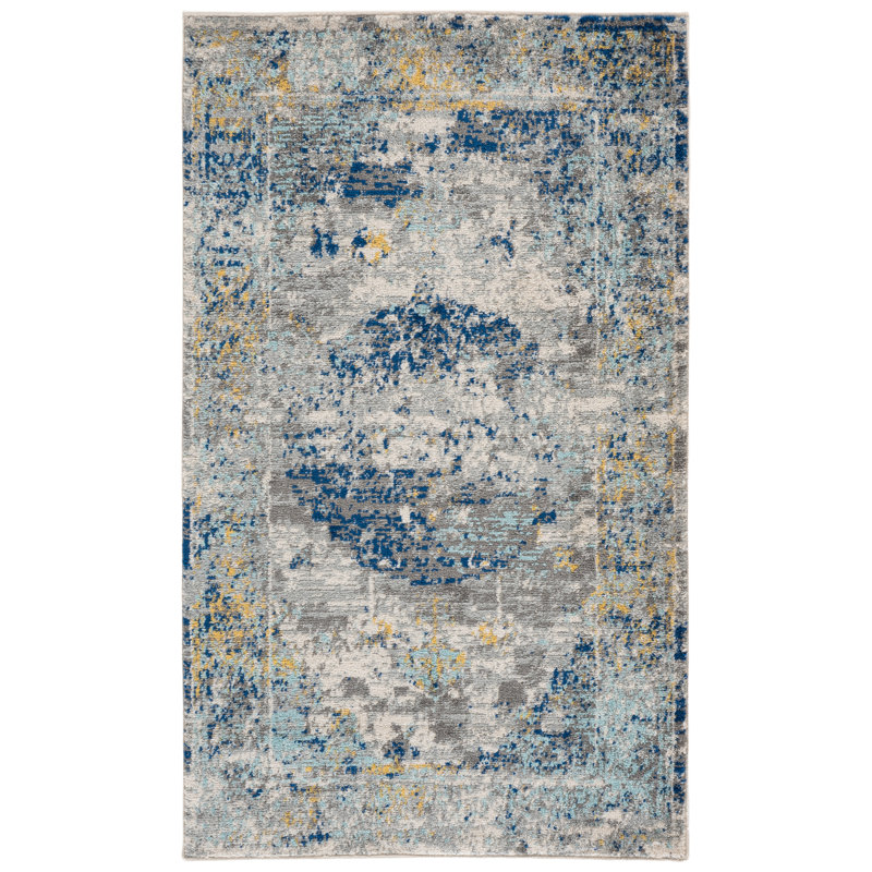 Christa Oriental Blue/Ivory Area Rug, Rectangle 3' x 5'