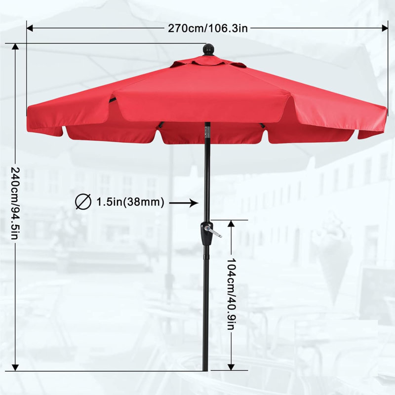 Camaree 270cm Tilt Market Parasol, Red